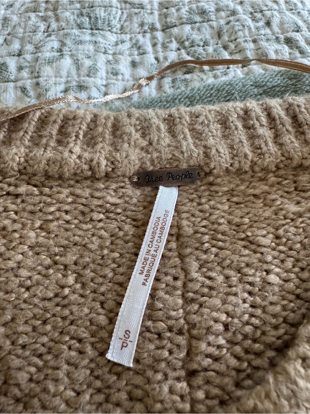 Free People Relaxed Crewneck Sweater in Camel Tan - Picture 3 of 3